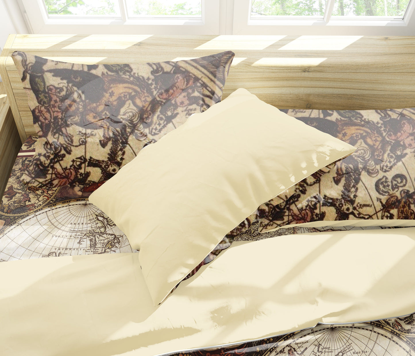 Personalised old vintage map design Duvet quilt cover Bedding set • Reversible design • Cotton • microfiber • EU, USA sizes, queen, king