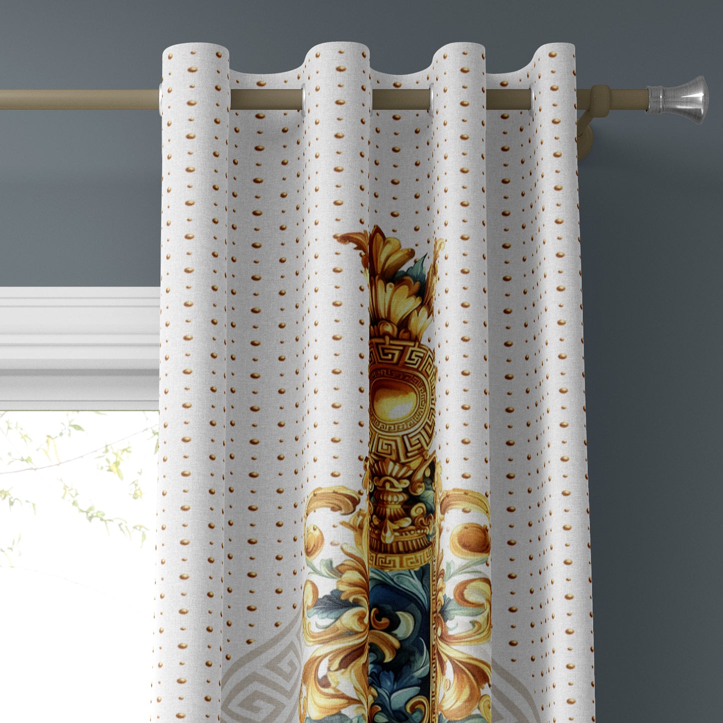 Curtains 2 PCS SET "Aliblue" • 20% | 50% | 80% blackout • Exclusive luxury baroque design