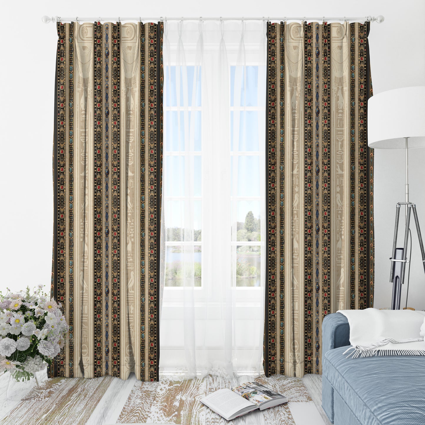 Curtains 2 PCS SET "Luxor" • 20% | 50% | 80% blackout • Egyptian luxury design set