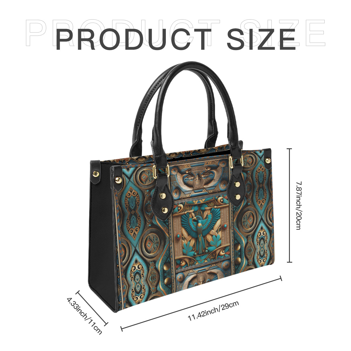 Egyptian pattern design original art paining Women's Tote Bag丨Faux leather fabric