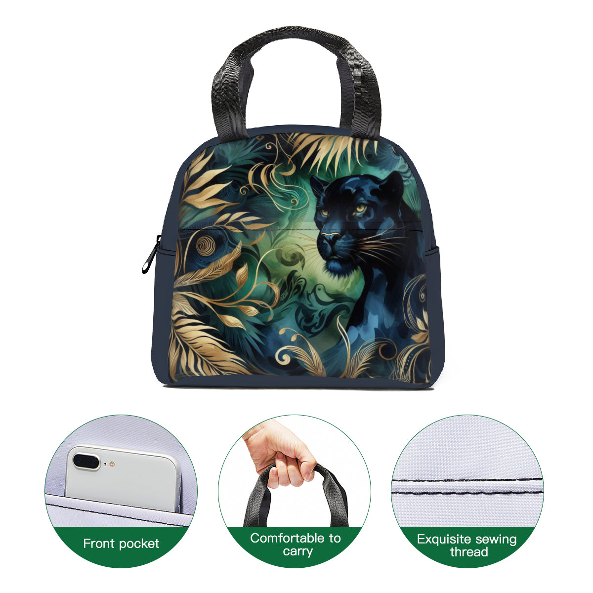 Tropical oil art macaw parrot design canvas insulated tote bag