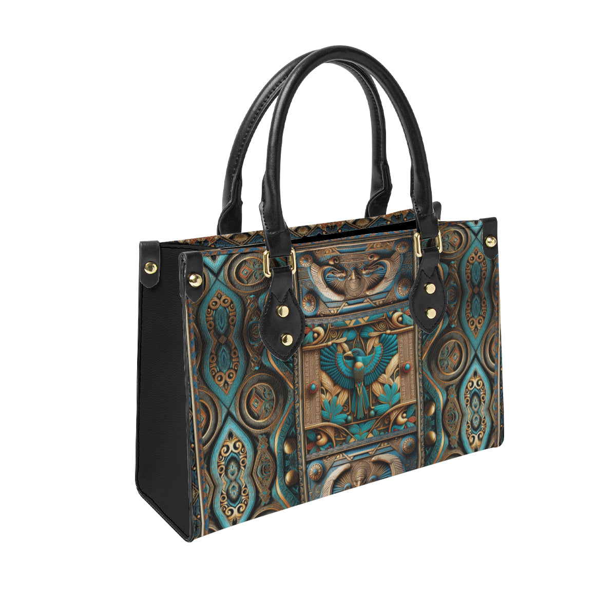 Egyptian pattern design original art paining Women's Tote Bag丨Faux leather fabric