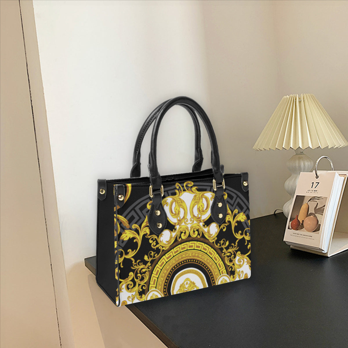 Baroque design original art paining Women's Tote Bag丨Faux leather fabric