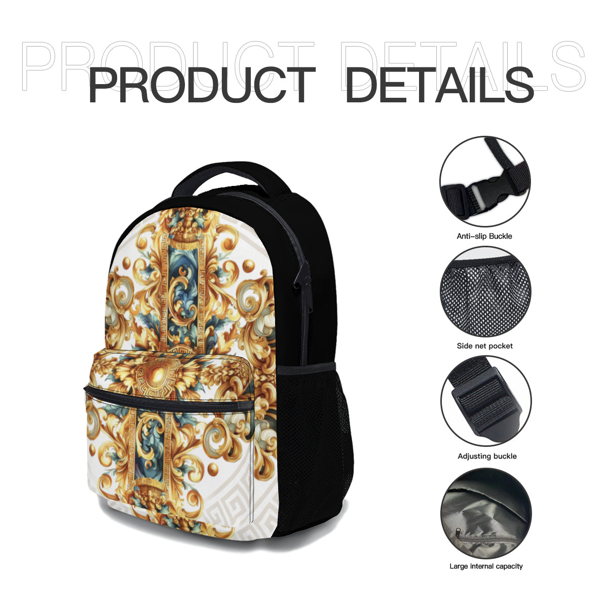 Set of Original baroque art style Bags • Portable Tote Insulated Lunch Bag • Pen Pouch | Oxford Cloth