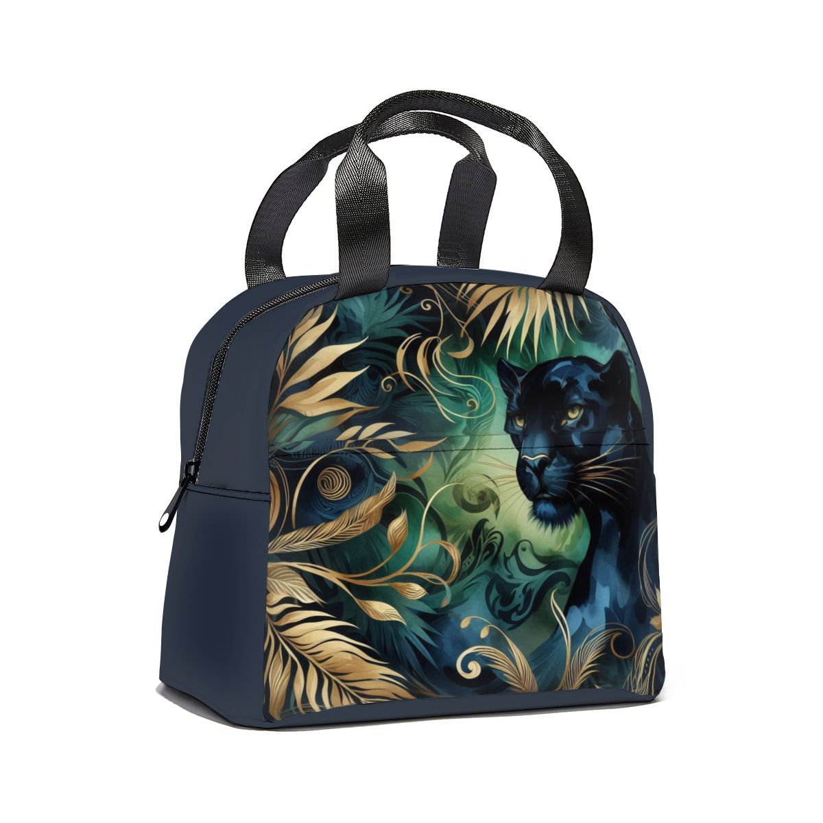 Tropical oil art macaw parrot design canvas insulated tote bag