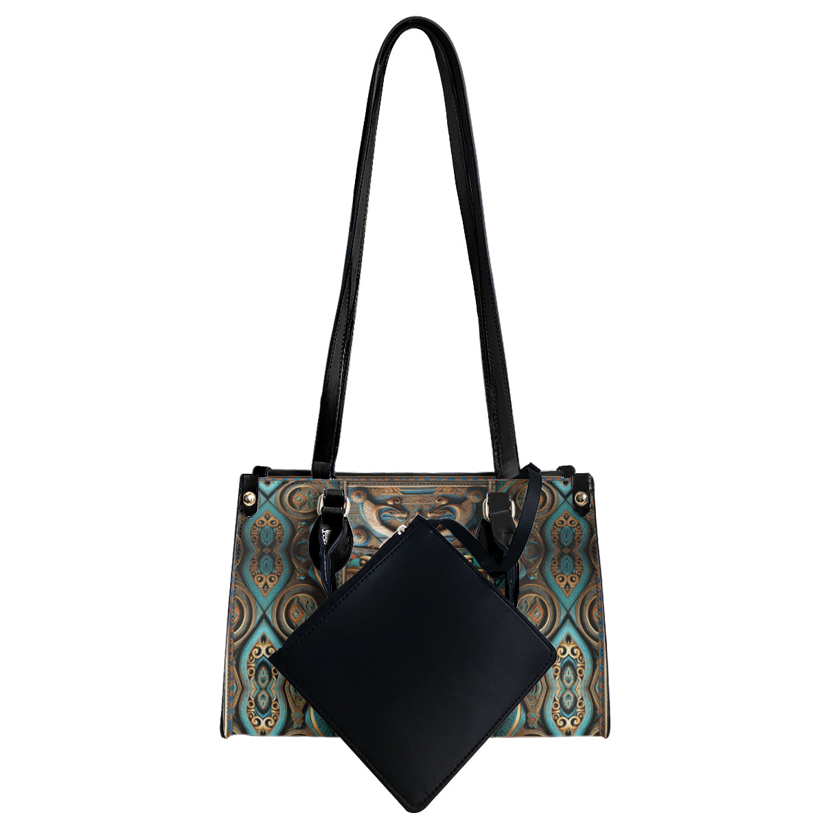 Egyptian pattern design original art paining Women's Tote Bag丨Faux leather fabric