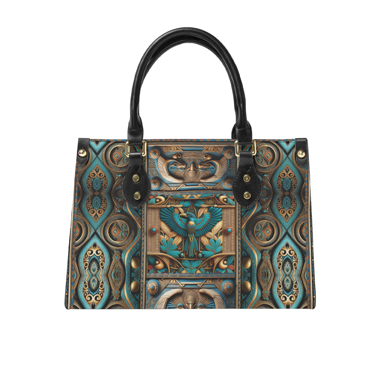 Egyptian pattern design original art paining Women's Tote Bag丨Faux leather fabric