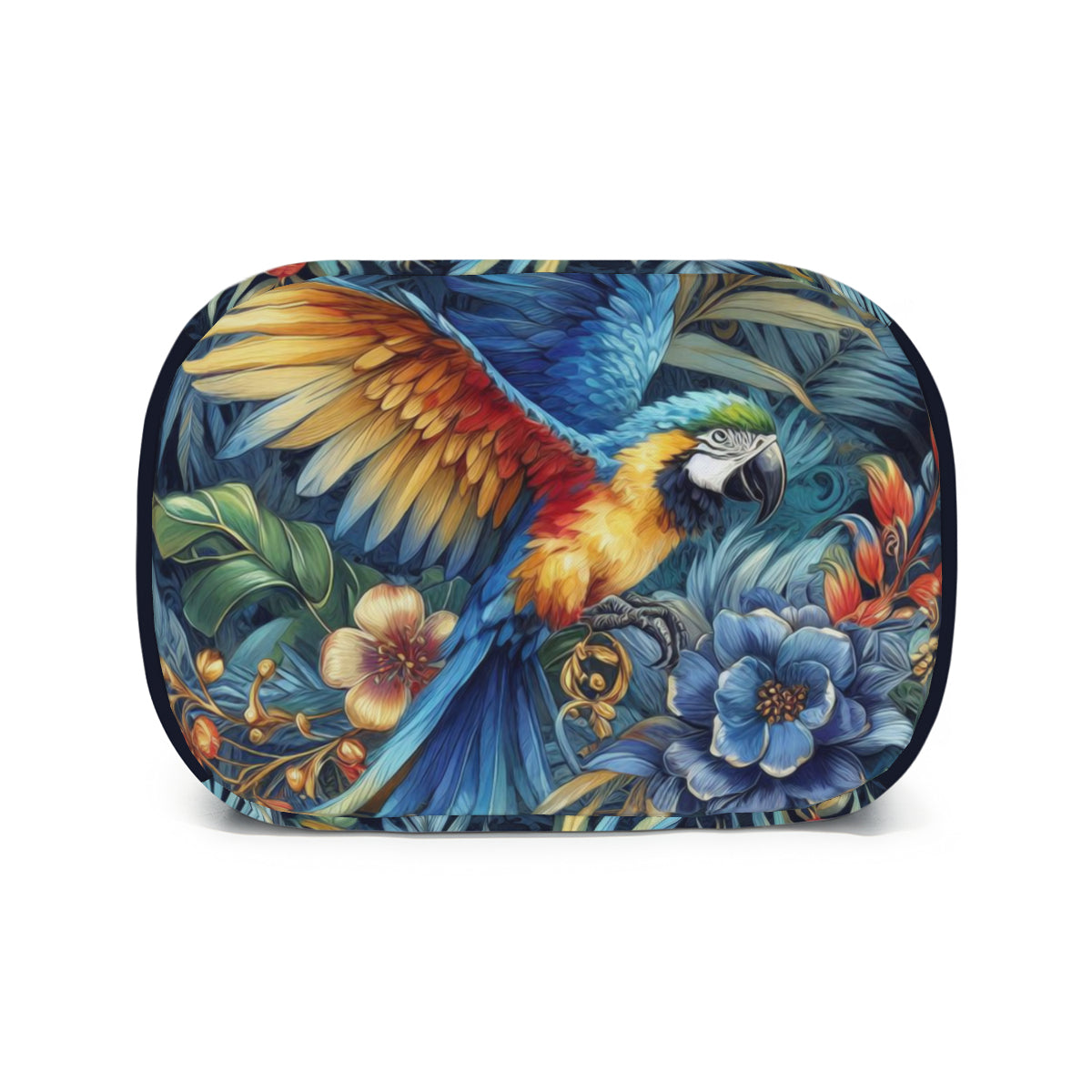 Tropical oil art macaw parrot jungle design canvas insulated tote bag