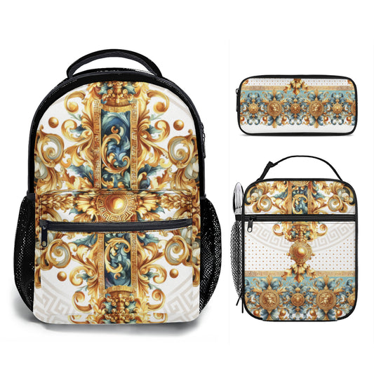 Set of Original baroque art style Bags • Portable Tote Insulated Lunch Bag • Pen Pouch | Oxford Cloth