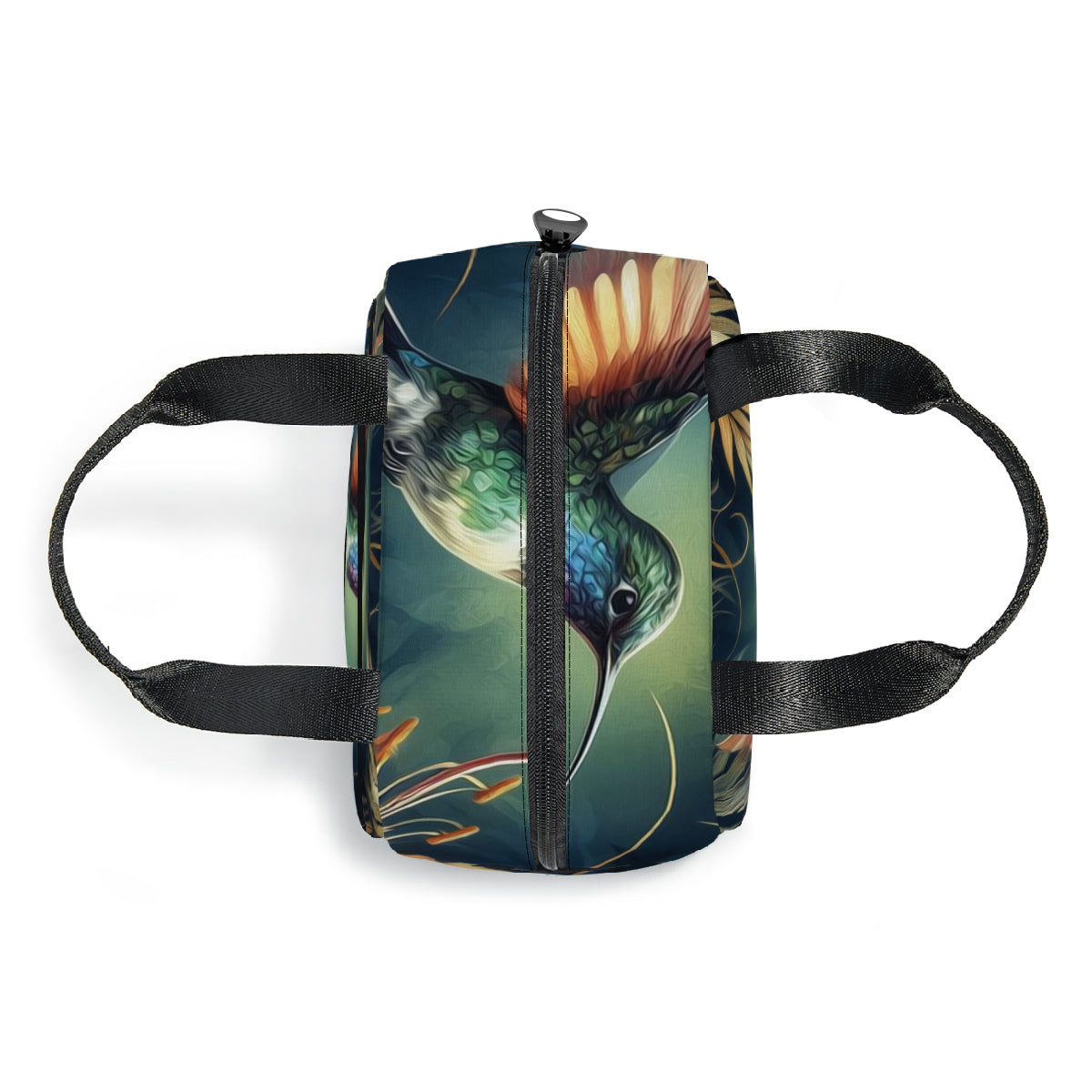 Tropical art peacock design canvas insulated tote bag • jungle dark green flowers