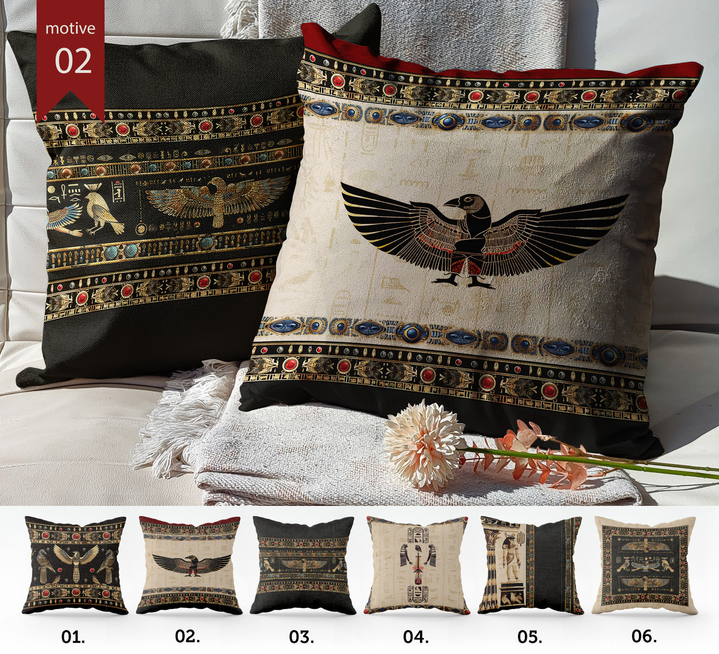 "Luxor" cushion covers set • Art Gift • original Egyptian style design pillow covers