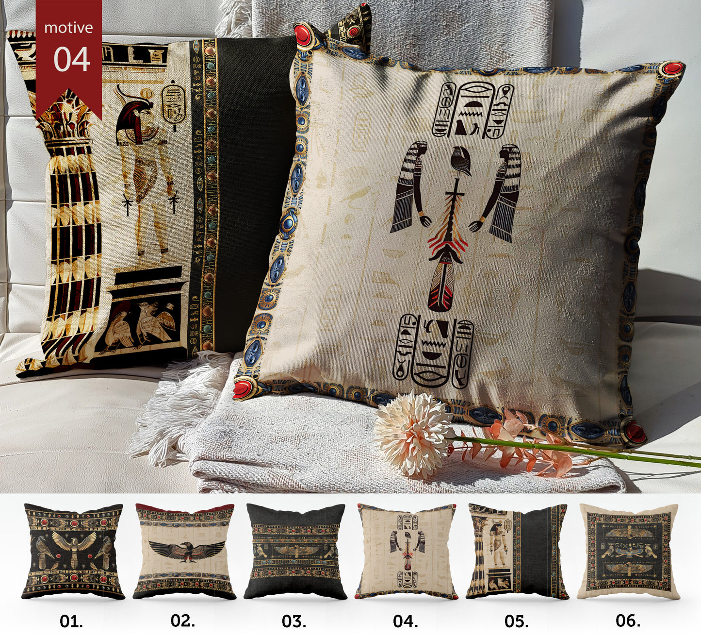 "Luxor" cushion covers set • Art Gift • original Egyptian style design pillow covers