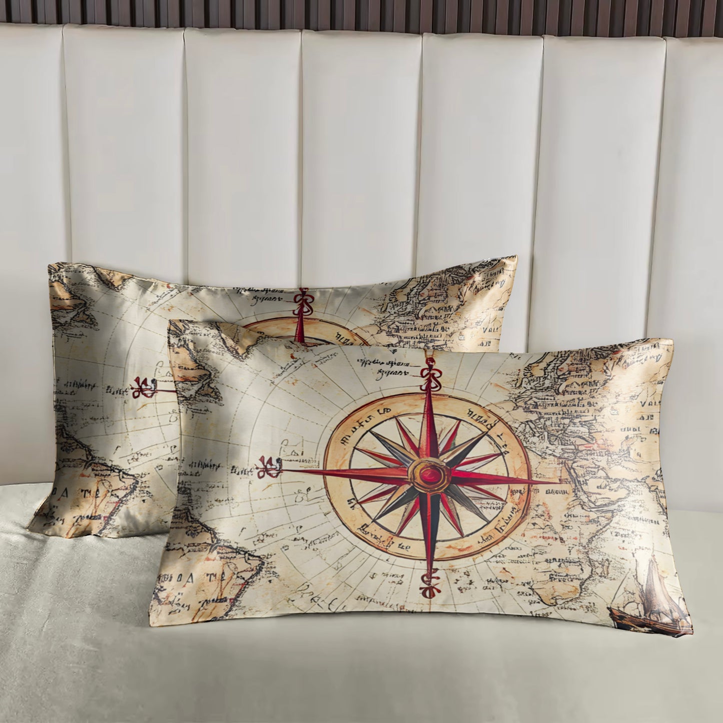 World Map Vintage Art Bedding Set | Luxurious Faux Silk or Bamboo Tencel | Fits All Sizes