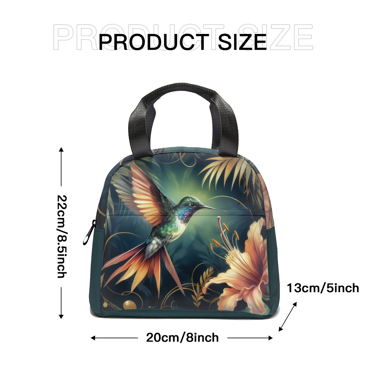 Tropical art peacock design canvas insulated tote bag • jungle dark green flowers