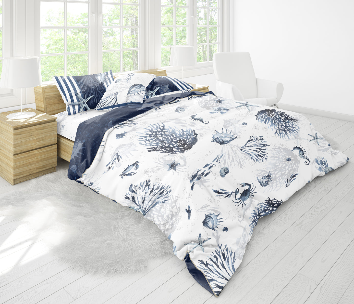 Bedding set "Jili" • Romantic reversible sea design