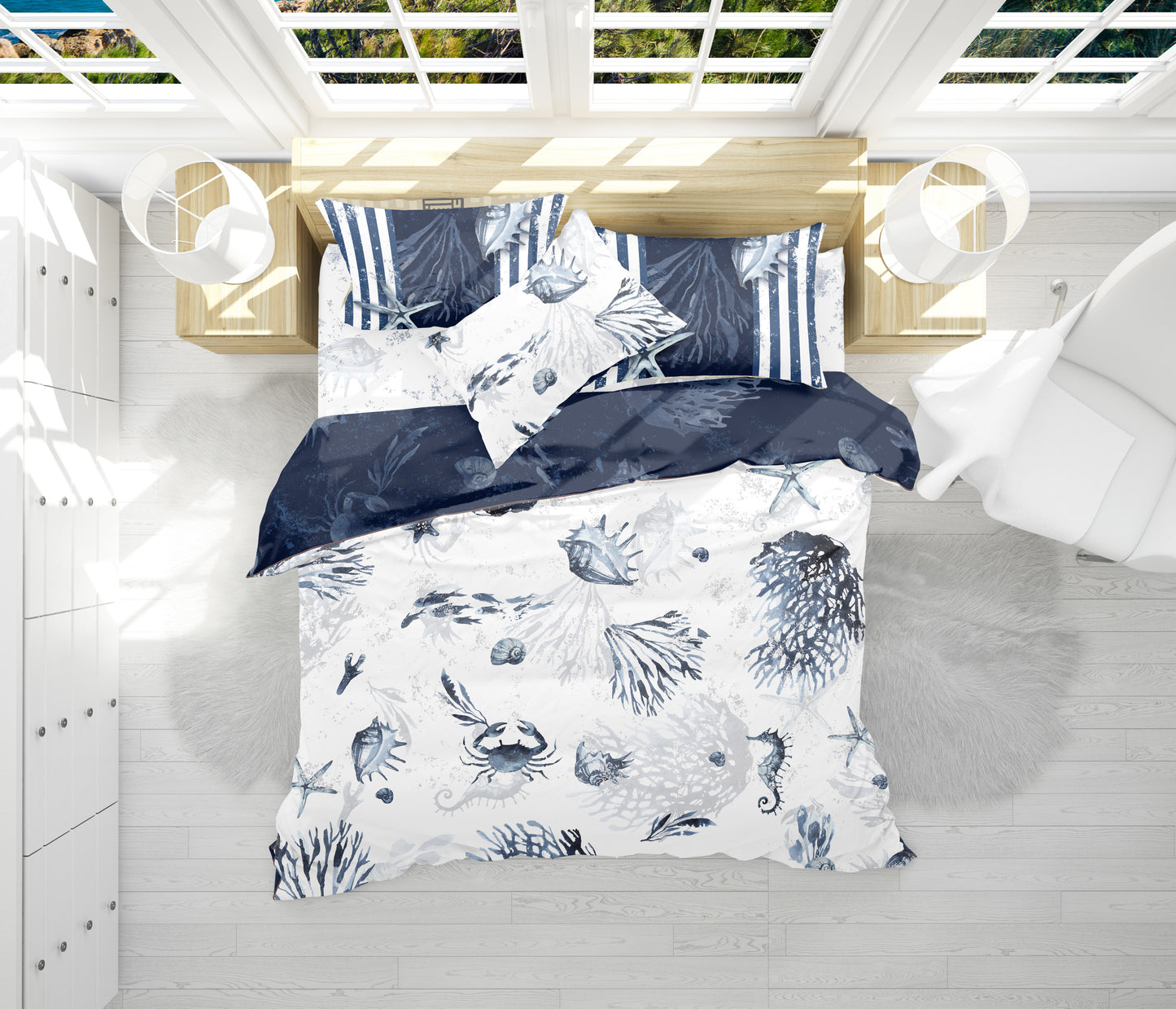 Bedding set "Jili" • Romantic reversible sea design