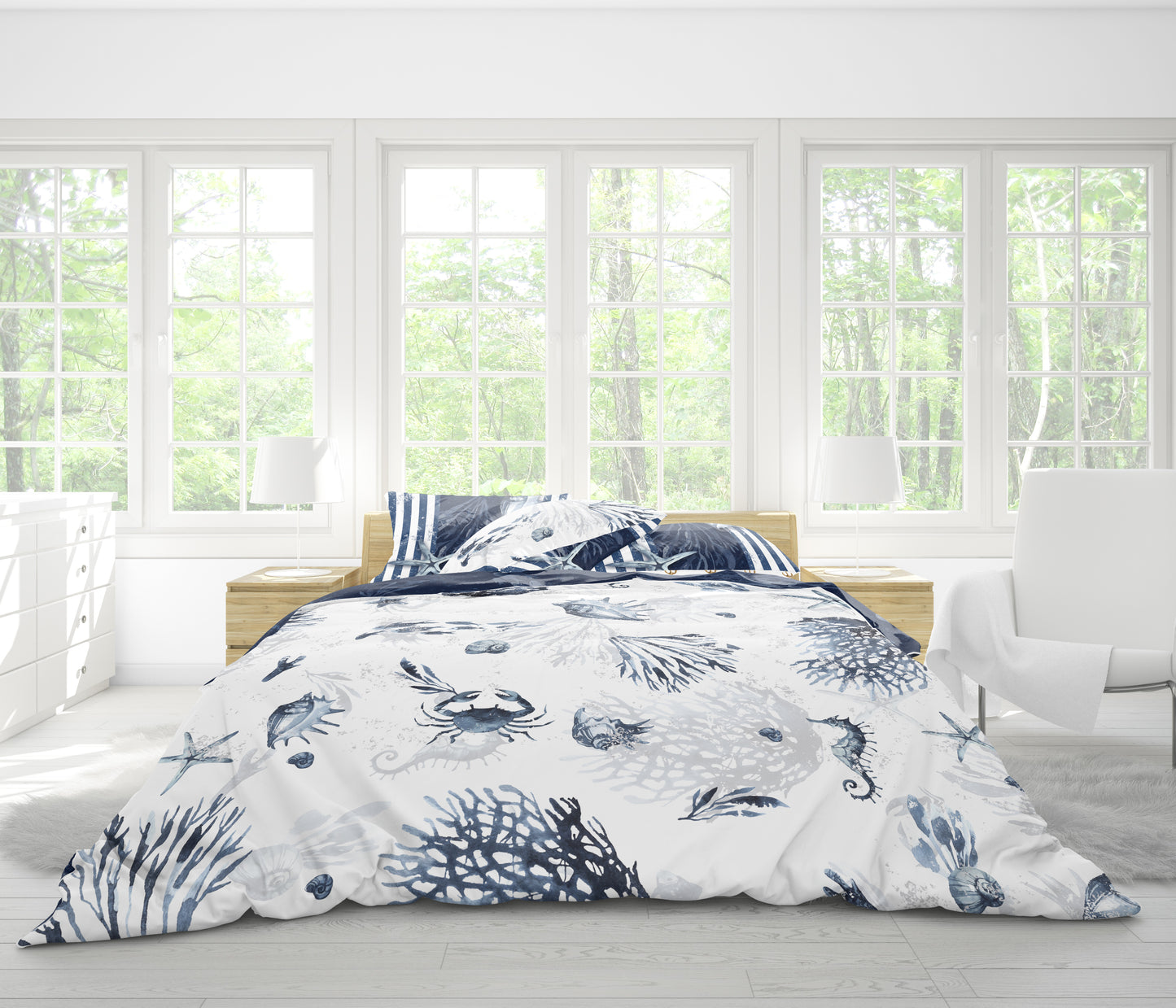 Bedding set "Jili" • Romantic reversible sea design