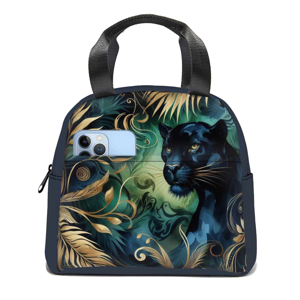 Tropical oil art macaw parrot design canvas insulated tote bag