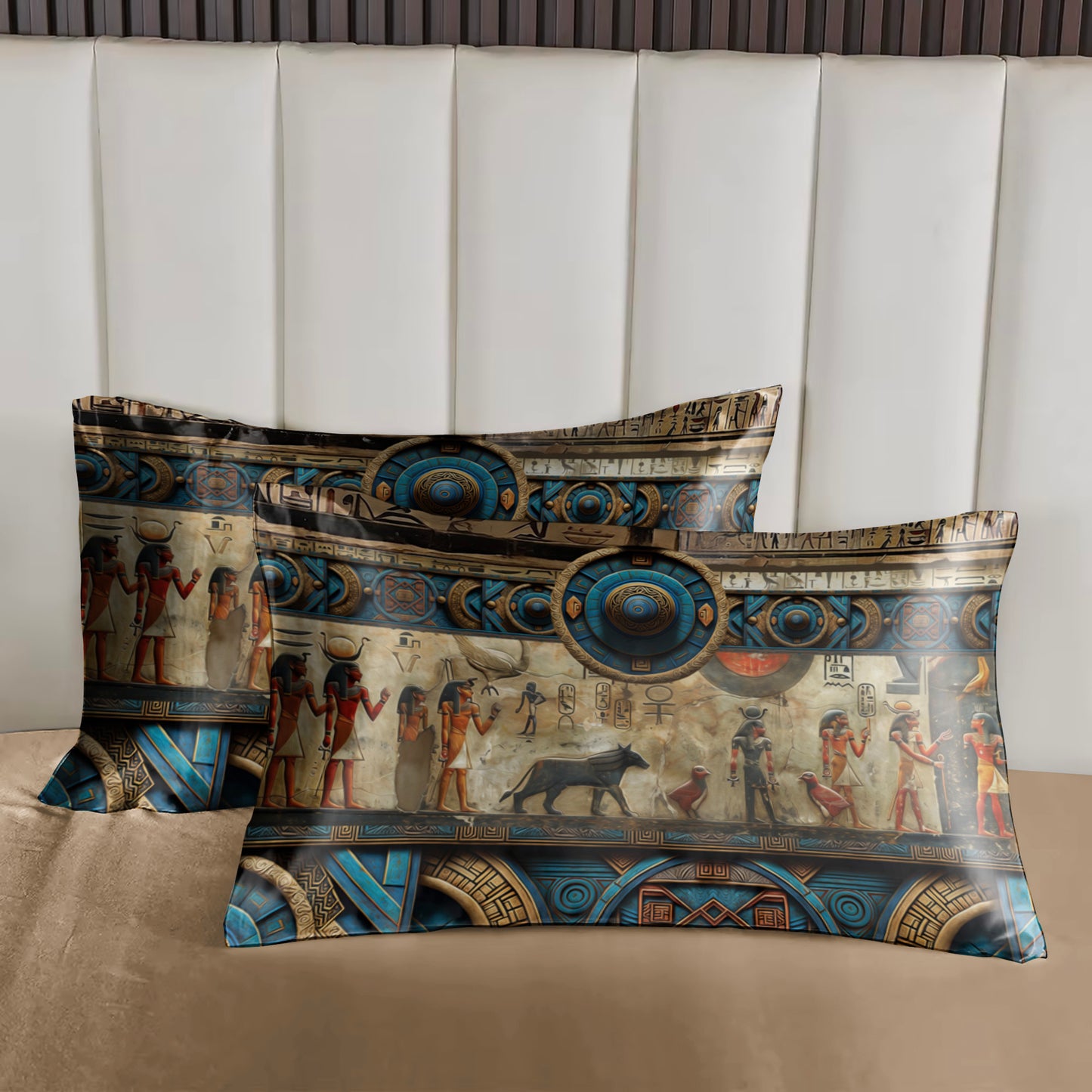 Silk bedding set "Luxor"• eccentric Egypt style reversible design • set 3/4 pcs