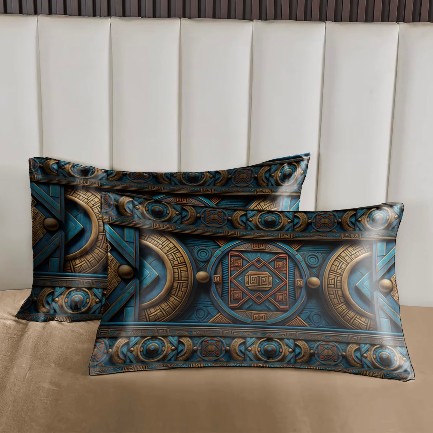 Silk bedding set "Luxor"• eccentric Egypt style reversible design • set 3/4 pcs