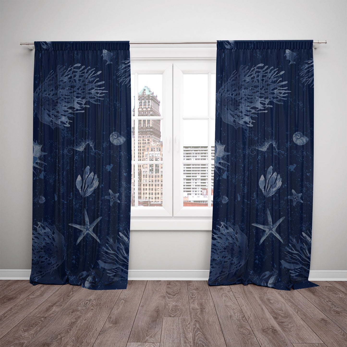 Curtains 2 PCS SET "Jili" • 20% | 50% | 80% blackout • romantic sea design set