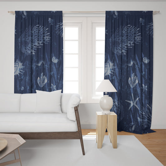 Cortinas SET 2 PIEZAS "Jili" • 20% | 50% | 80% de apagón • conjunto romántico de diseño marino