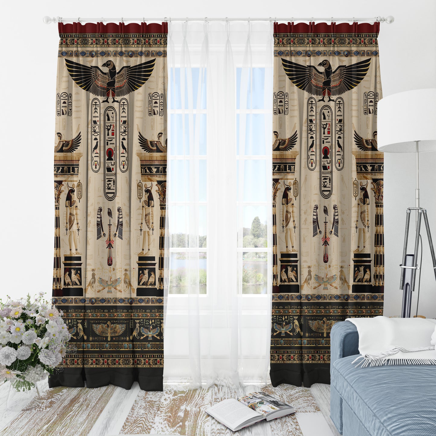 Curtains 2 PCS SET "Luxor" • 20% | 50% | 80% blackout • Egyptian luxury design set