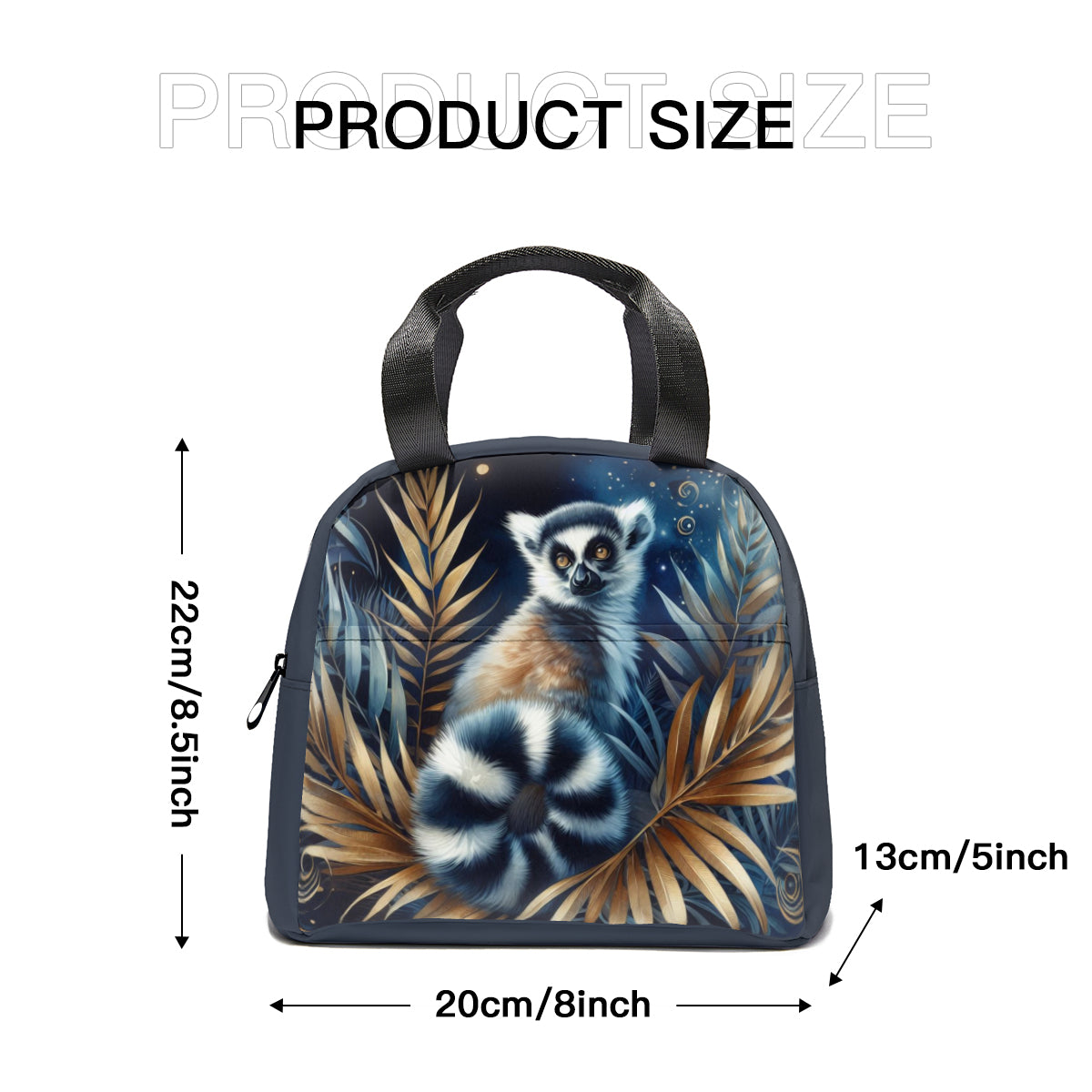 Tropical oil art  lemur jungle design canvas insulated tote bag