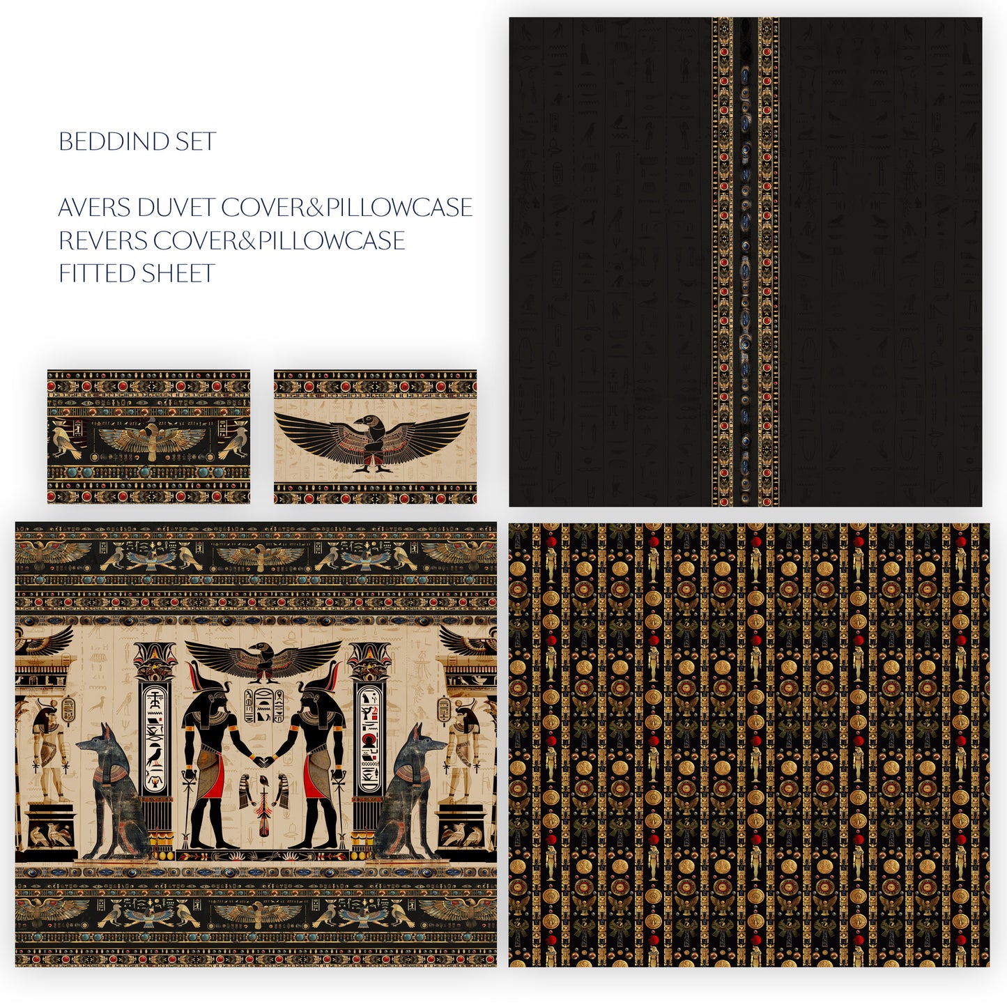 Bedding set "Luxor"• eccentric Pharaoh Egyptian style reversible design