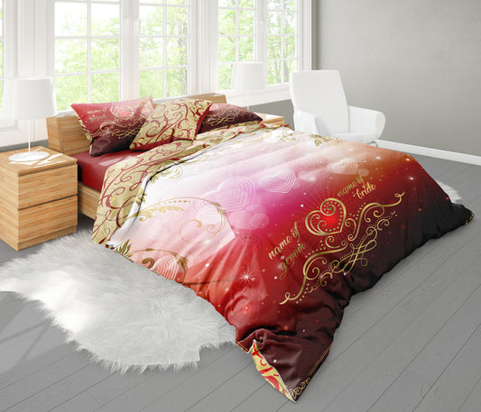 Wedding Gift Customised Bedding Set  • bedding set • 2 sided printed design • duvet case • bedroom • king • queen • love • heart • cotton