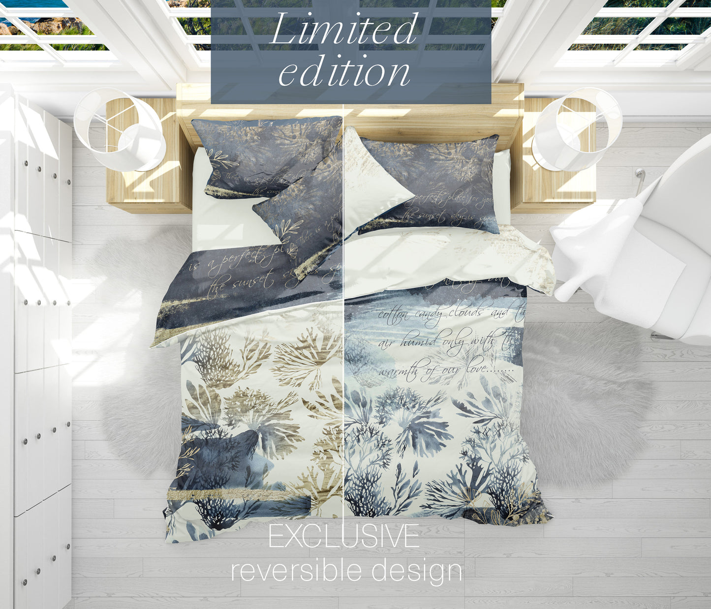 Unique design •  Bedding Set  • sea • corral • Personalised • Cotton • fish • seashel