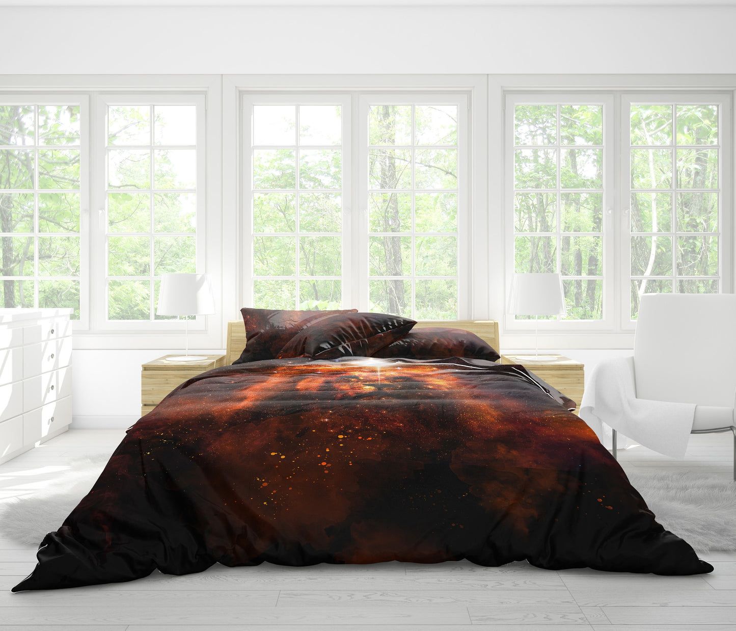 Rider in Fire skull 3 psc Bedding Set • 2 sided printed design • Personalized Bedding • Duvet Cover Set With Pillowcases • Queen King