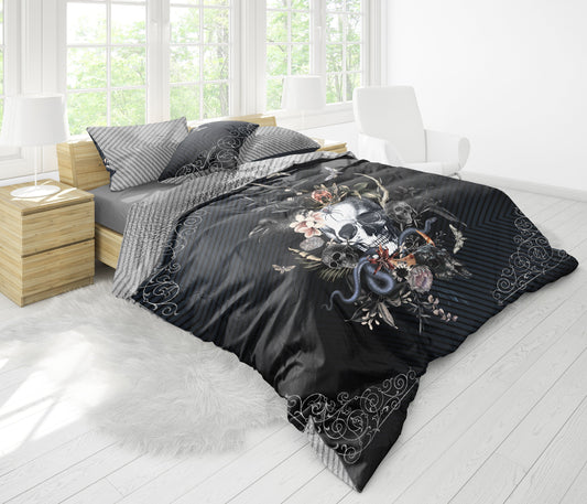 Skull Gothic design 3 psc Bedding Set • Personalized Bedding • 2 sided printed design • Duvet Cover Set With Pillowcases • Full Queen King