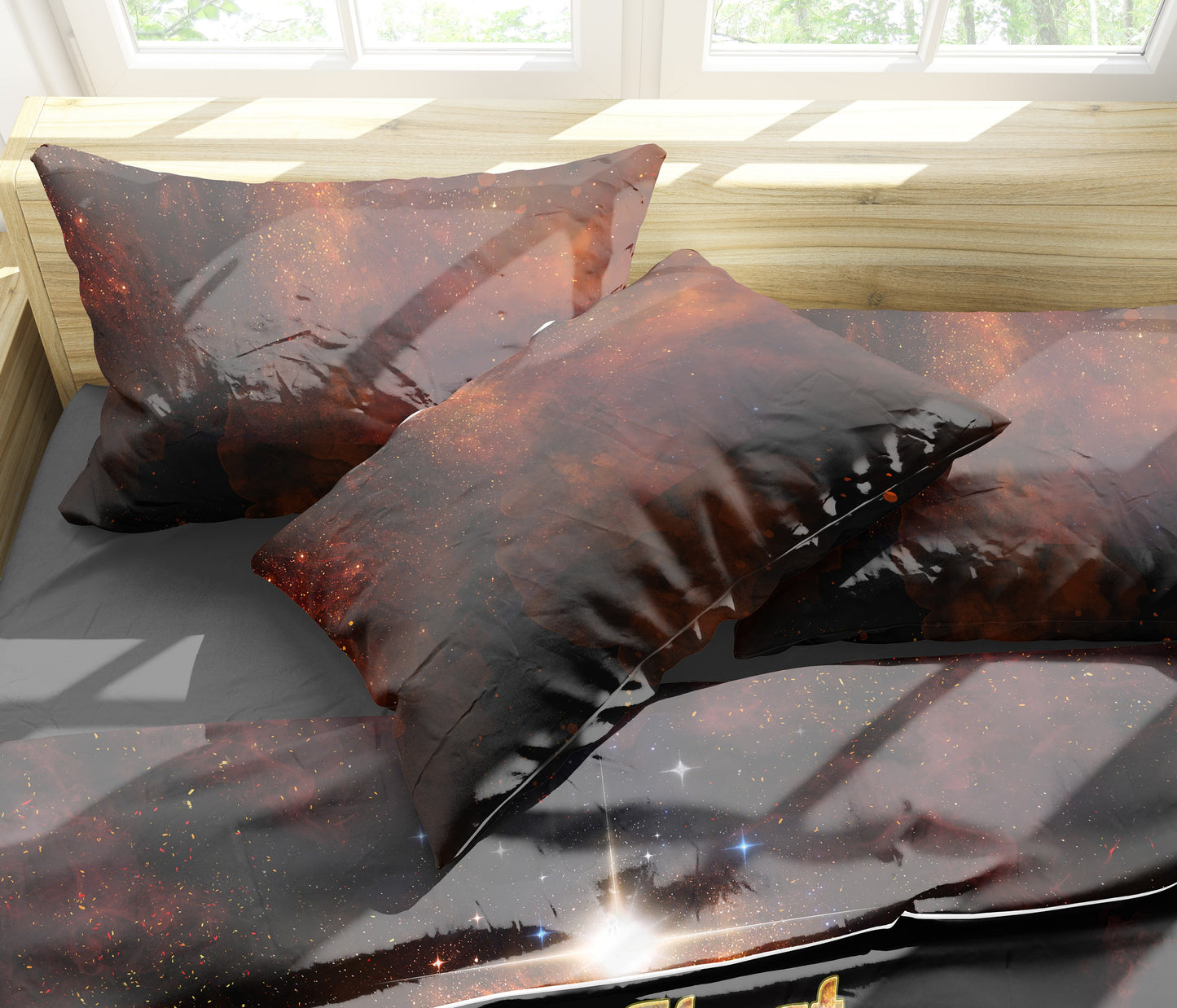 Rider in Fire skull 3 psc Bedding Set • 2 sided printed design • Personalized Bedding • Duvet Cover Set With Pillowcases • Queen King