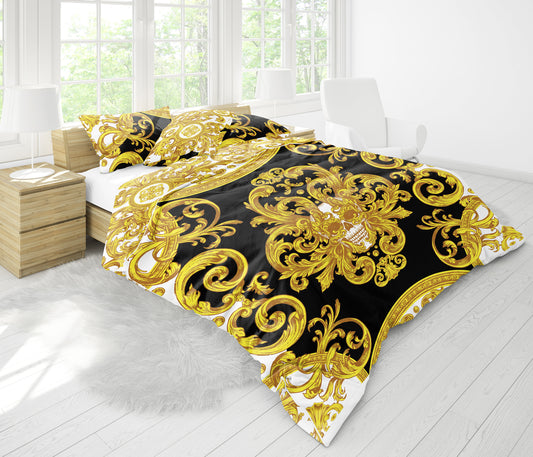 The Skull Gothic original barroco style reversible design Bedding set  • AU, EU, USA Queen, King size  • 100% Cotton • Microfiber