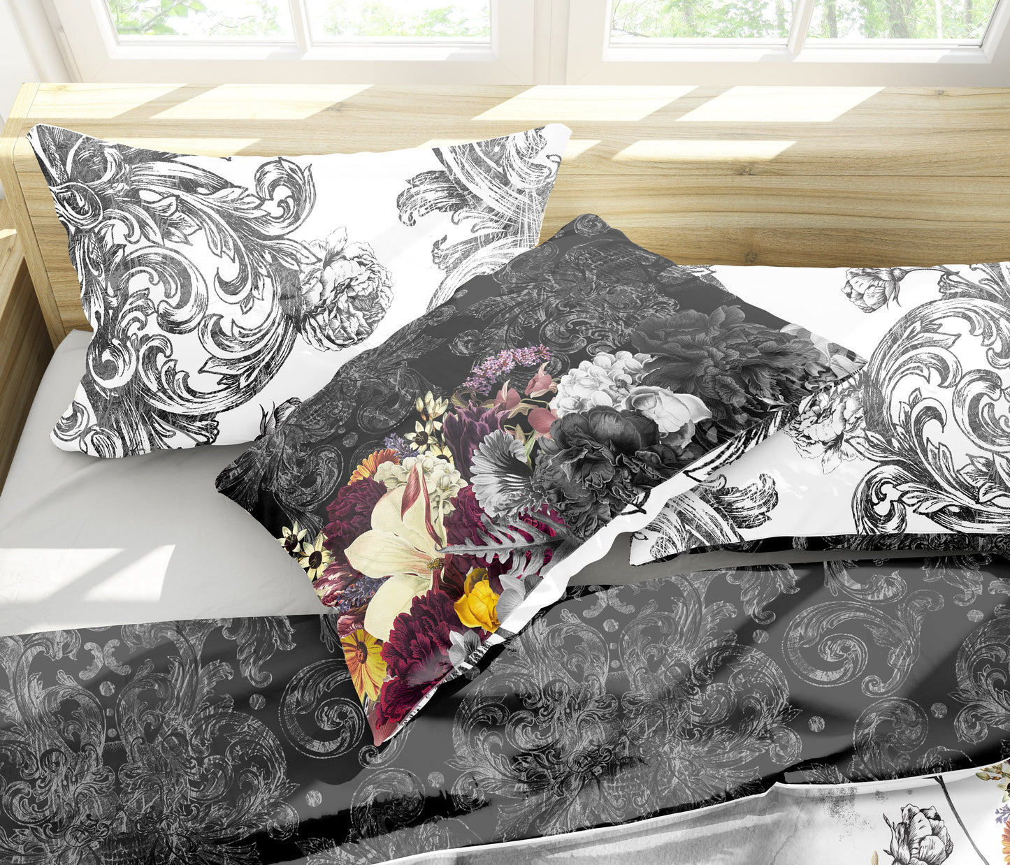 Unique design • Romantic Skull Gothic reversible design Bedding Set  • Personalised • Duvet Cover Set • Double Full Queen King