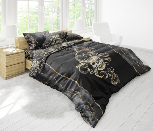 Skull Gothic design 3/4 psc Bedding Set • 2 sided printed design • Personalized Bedding • Duvet Cover Set With Pillowcases • Full Queen King