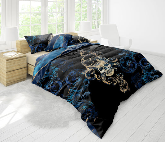 Skull Gothic design Bedding Set • Personalized Bedding • Reversible design • Duvet Cover Set With Pillowcases • Double Full Queen King