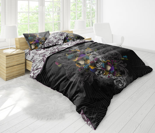 Skull Gothic design 3/4 psc Bedding Set • 2 sided printed design • Personalized Bedding • Duvet Cover Set With Pillowcases • Full Queen King