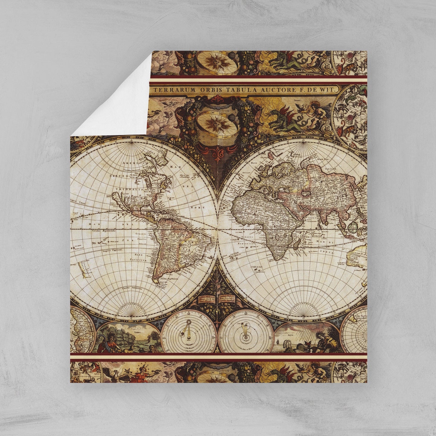 Personalised old vintage map design Duvet quilt cover Bedding set • Reversible design • Cotton • microfiber • EU, USA sizes, queen, king