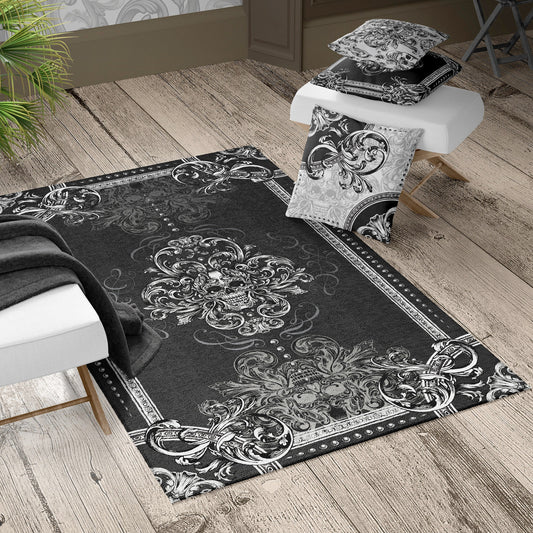 Carpet • Rug • Mat • Gothic skull Personalised design, classic baroque style for home decoration