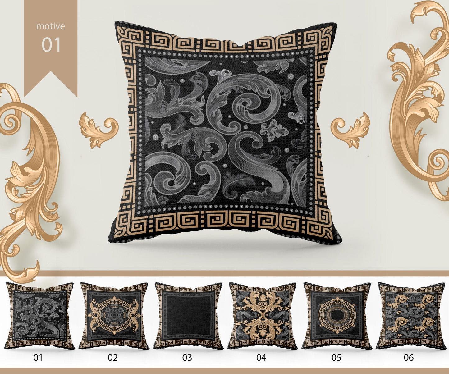 "Chanel" cushion covers set • Art Gift • exclusive baroque retro design pillow covers • different sizes