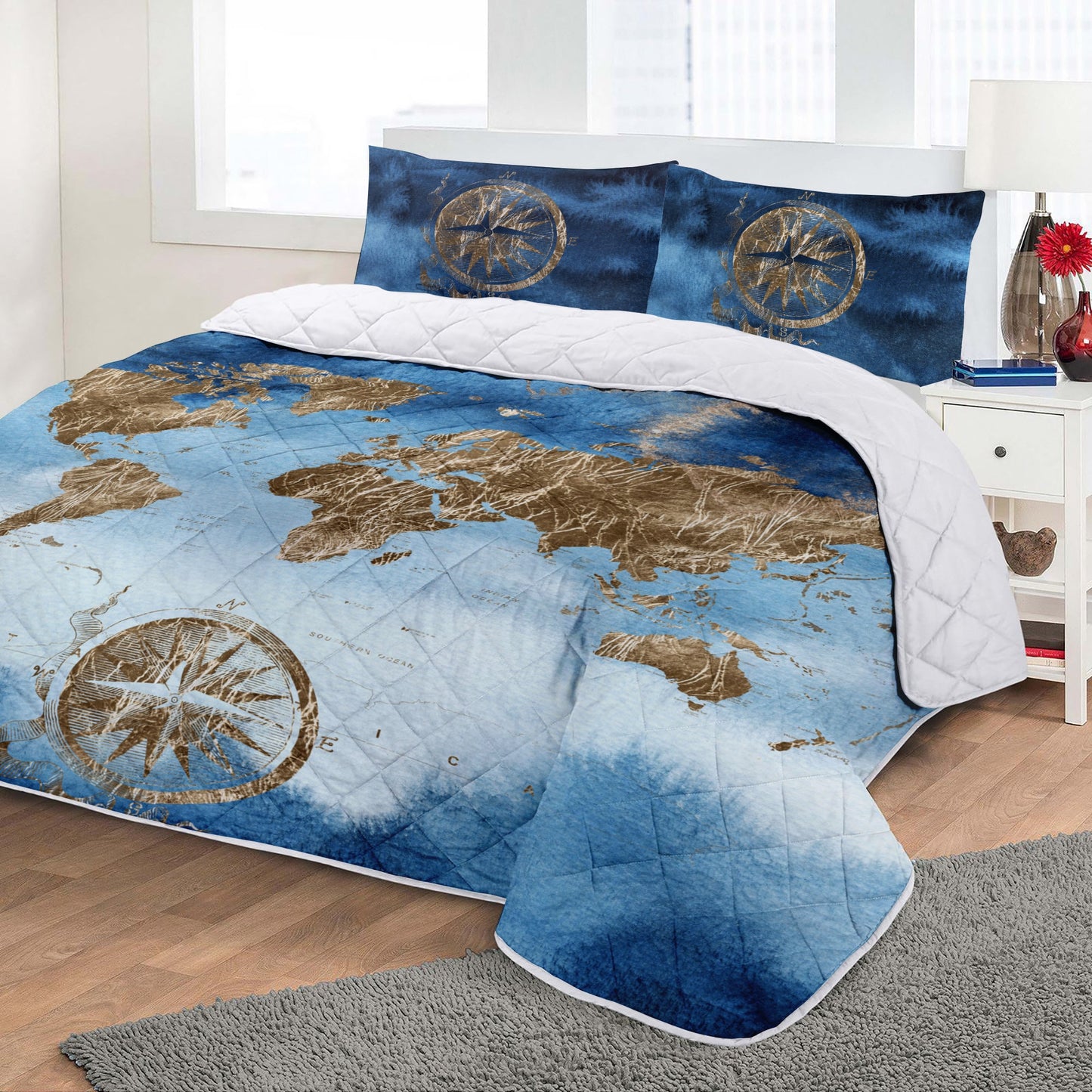 Atlas WORLD MAP vintage designs Thin quilt • bedspread • blanket for your bedroom decoration