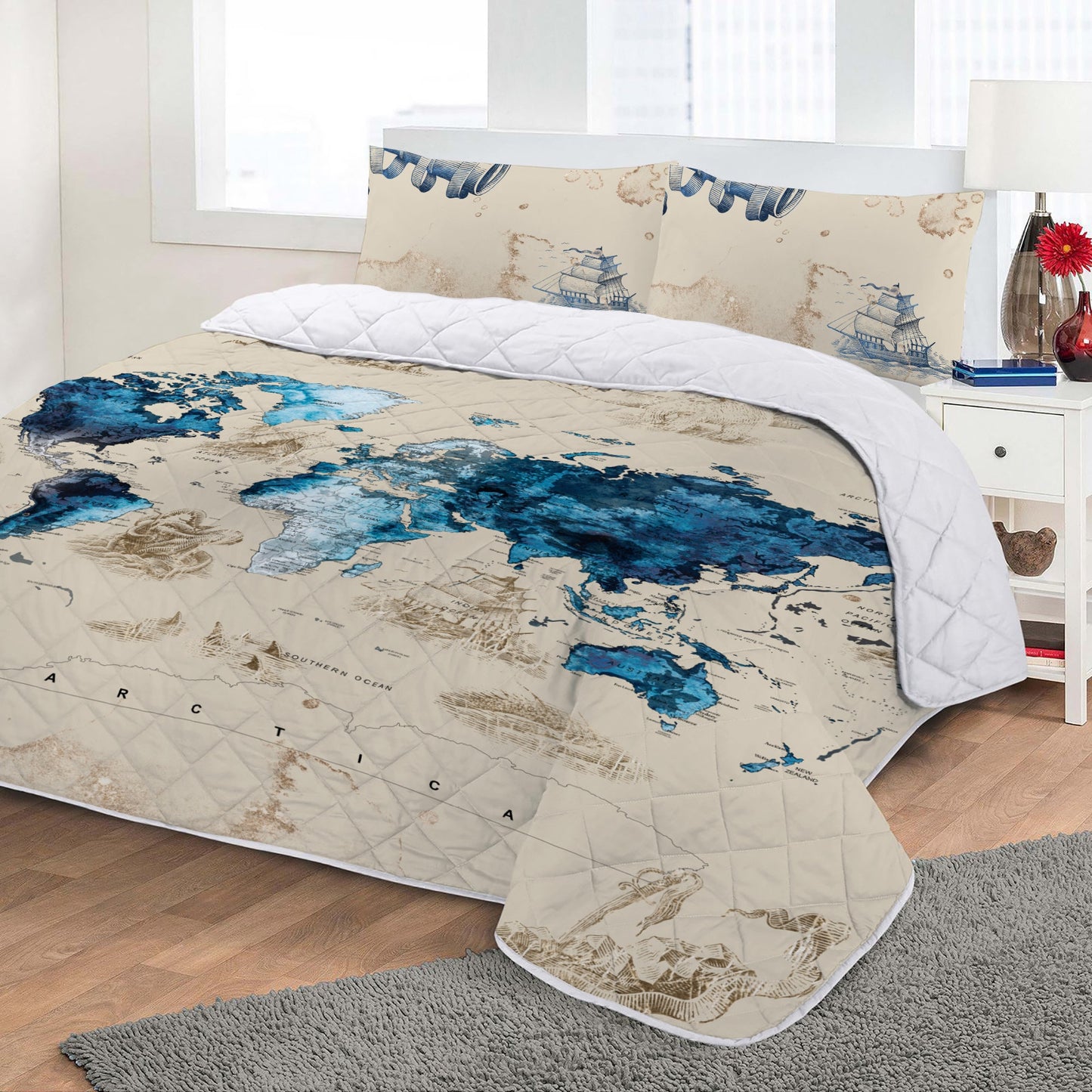 Atlas WORLD MAP vintage designs Thin quilt • bedspread • blanket for your bedroom decoration