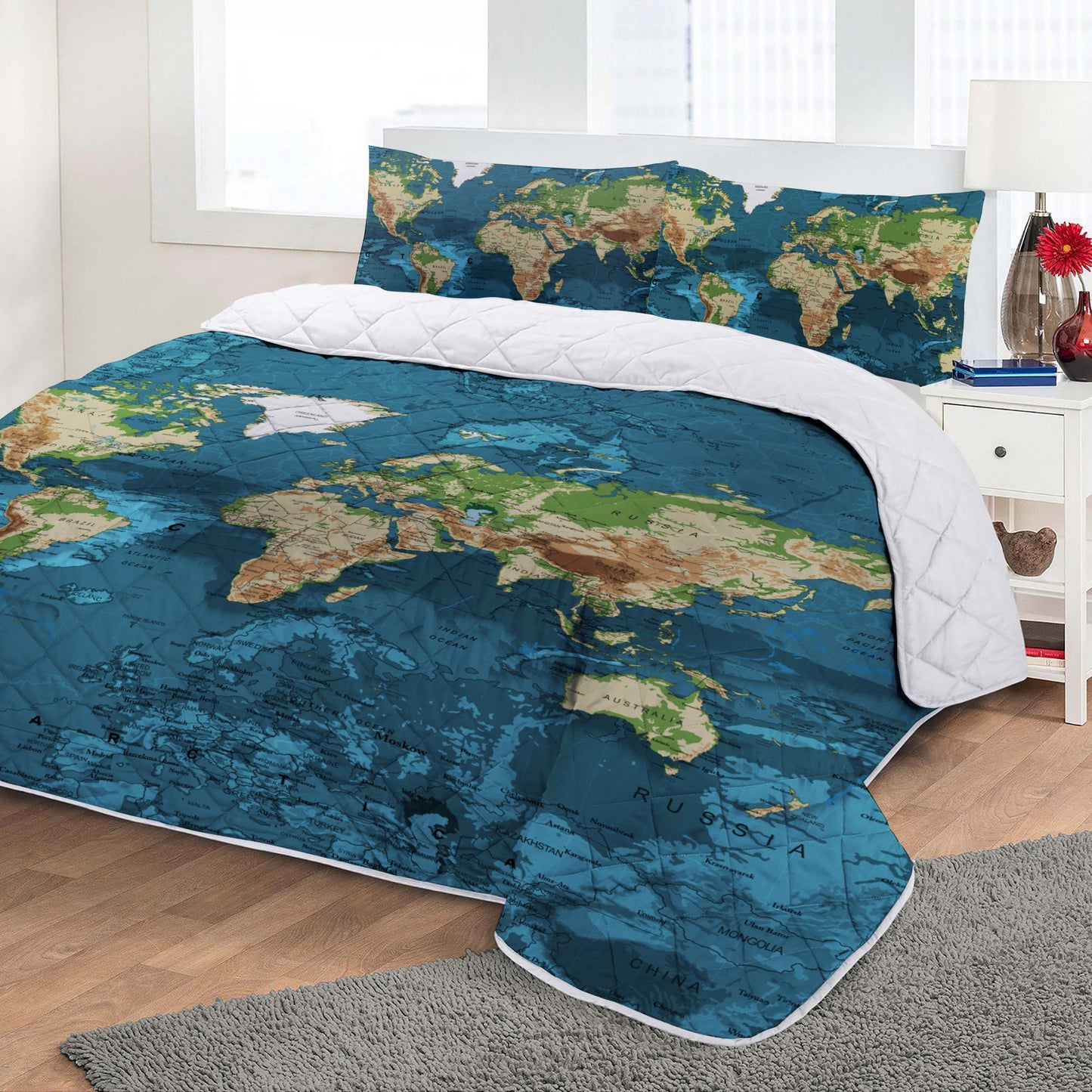 Atlas WORLD MAP vintage designs Thin quilt • bedspread • blanket for your bedroom decoration