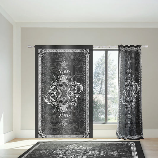 hand drawing romantic gothic scull design Curtains 2 PCS SET • room curtains • blackout • home decor