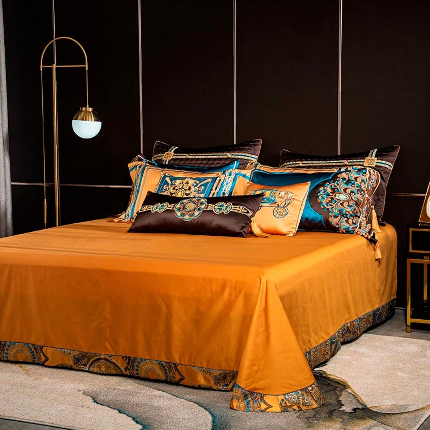 Luxury Premium Large Jacquard with Embroidery Golden Baroque style design Bedding Set  • 4/6/10/12 PCS