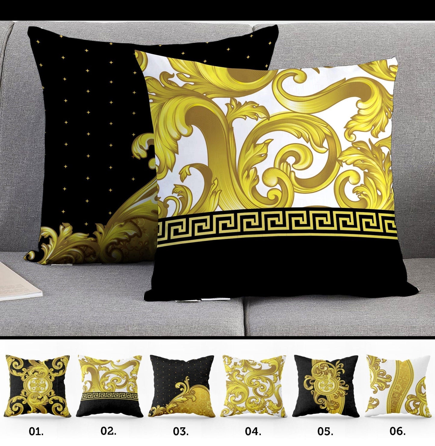 "Edward" cushion covers set • Art Gift • exclusive baroque retro design pillow covers • different sizes