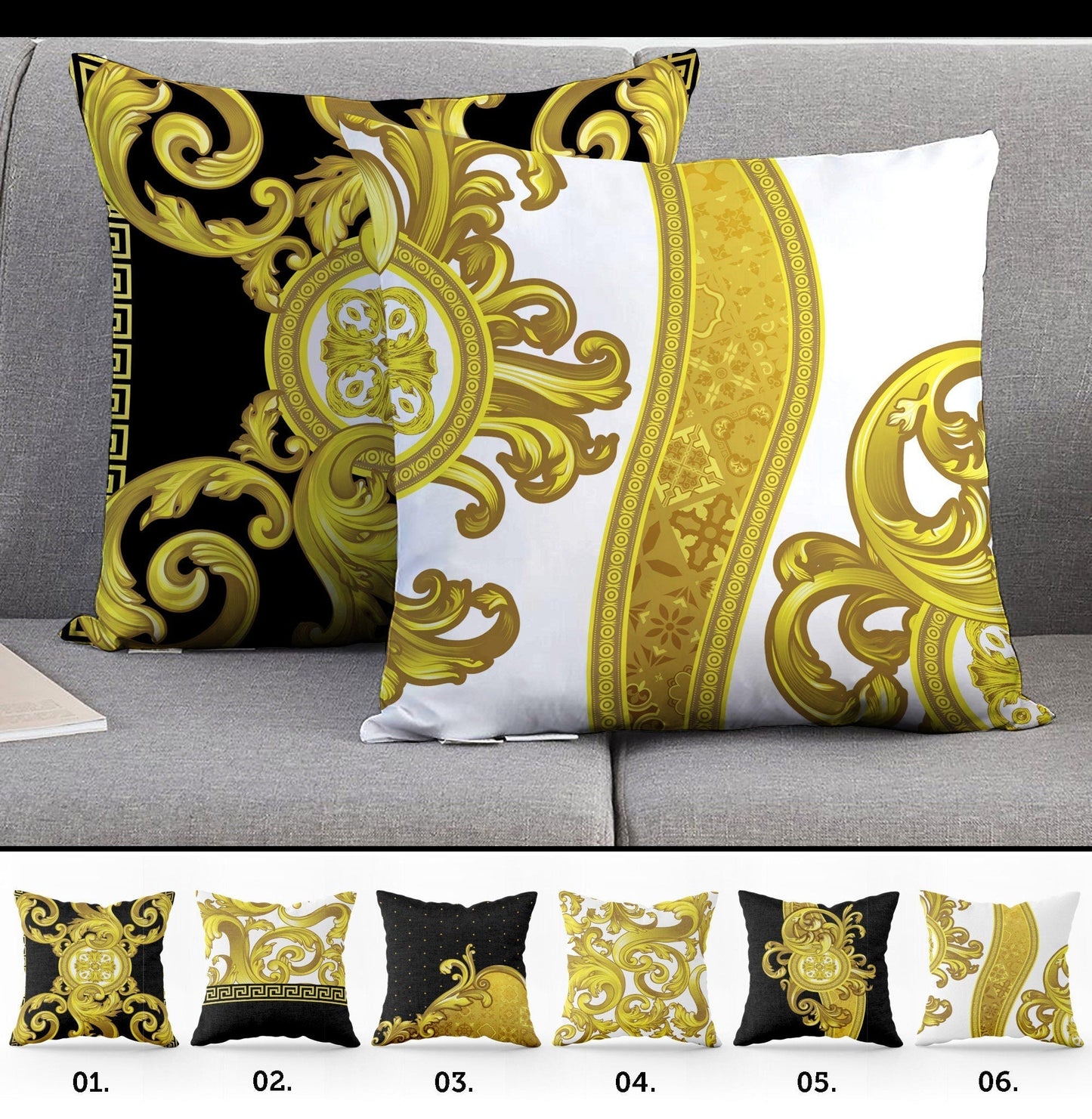 "Edward" cushion covers set • Art Gift • exclusive baroque retro design pillow covers • different sizes