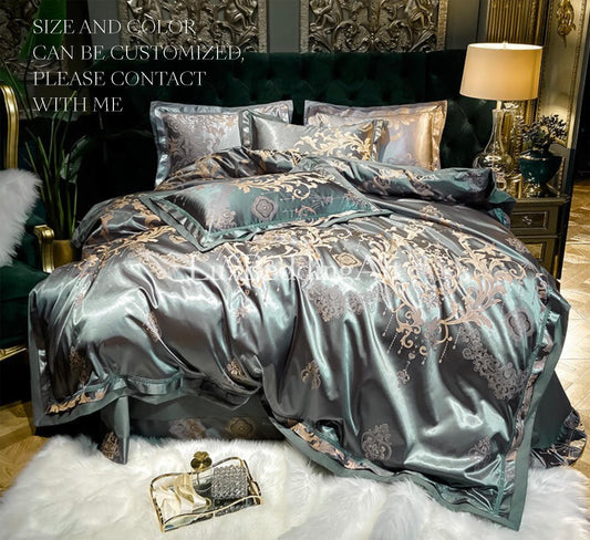 Luxury Elegant Silk Sateen Cotton Delicate Jacquard Silky Soft Bedding Set • Duvet Cover Set • Bed Sheet • Pillowcases